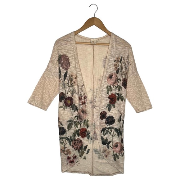 Live In The Moment Sweaters - Live In The Moment Sweater Womens S Floral Boho Open Cardigan Long Line Ivory